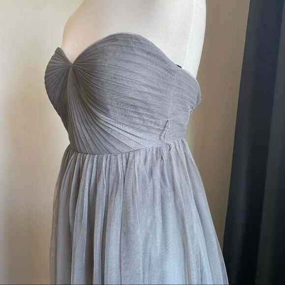 Jenny Yoo Collection Pleated Chiffon Charcoal Gray Tulle Dress Size 8 - Picture 5 of 15